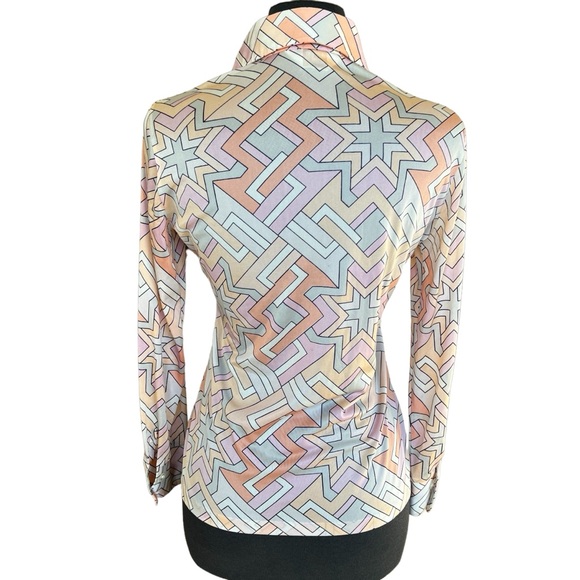 KOKOBAY BY ECCOBAY VINTAGE BUTTON DOWN SHIRT PUCCI-ESQUE PRINT SMALL - Picture 2 of 7